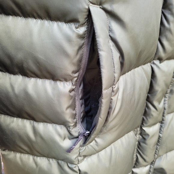 Eddie Bauer Lodge Dark Green Hooded Down Duffle Coat with Faux Fur Trim - Picture 5 of 12